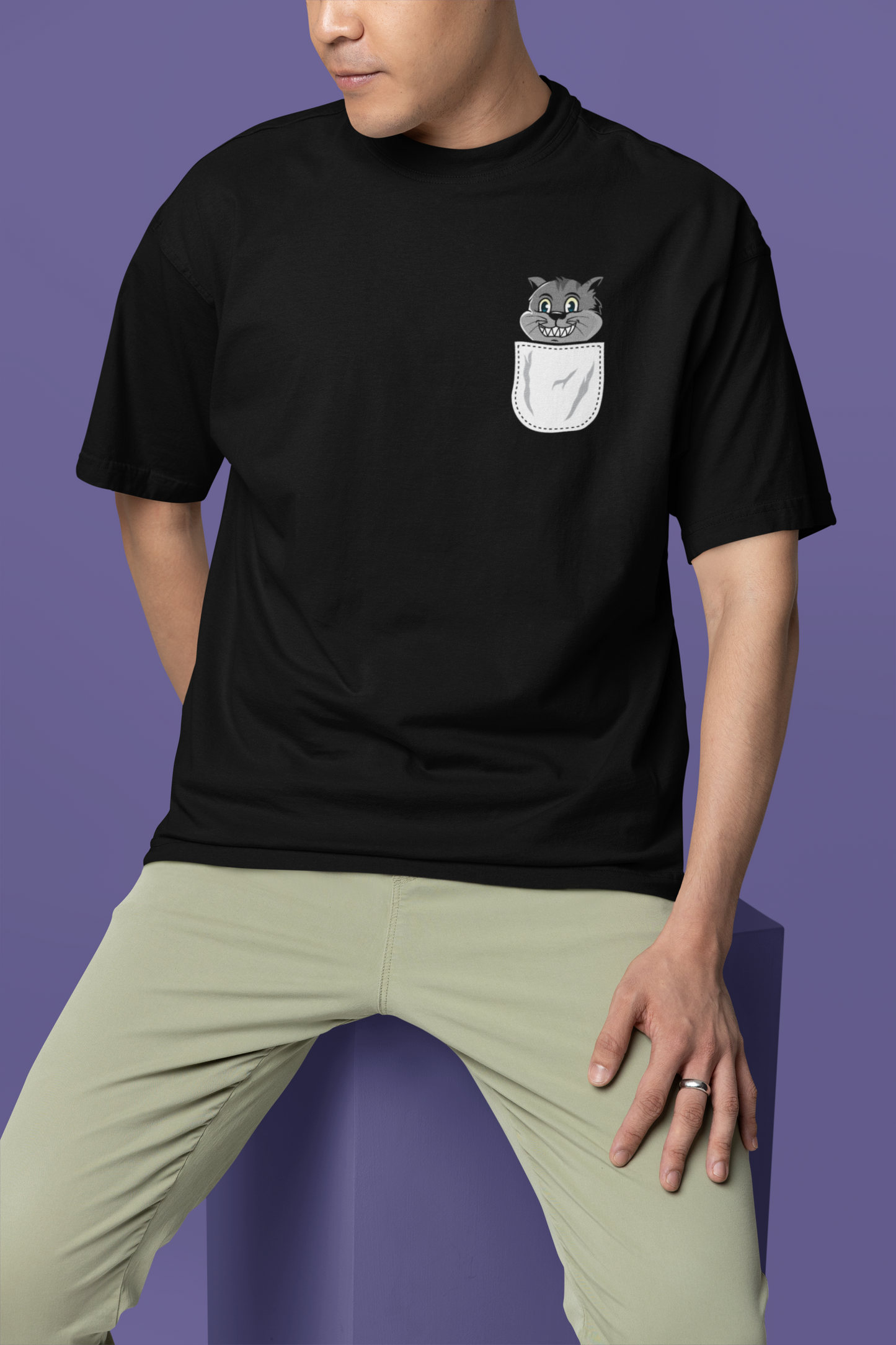 Cool Cat Premium Oversized Printed T-Shirt